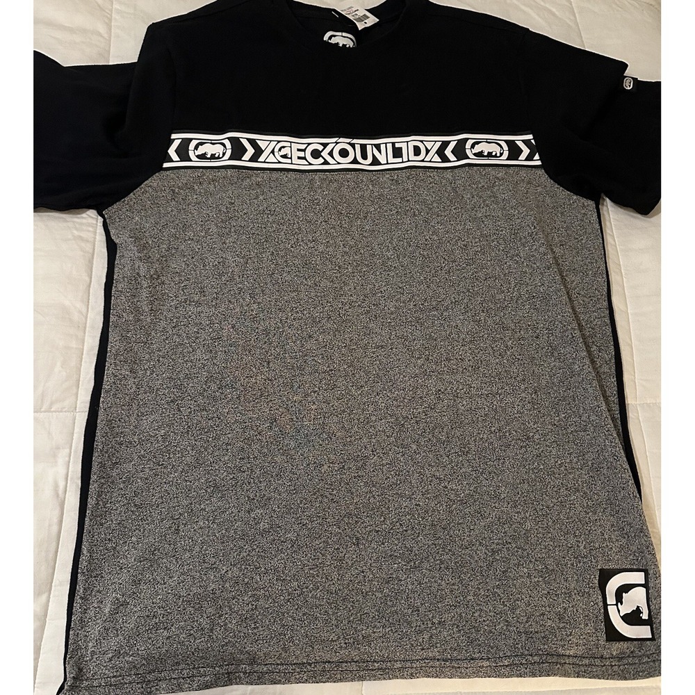 Ecko Unltd T shirt Mens Large Graphic Rhino Street wear Black Grey White Tee L